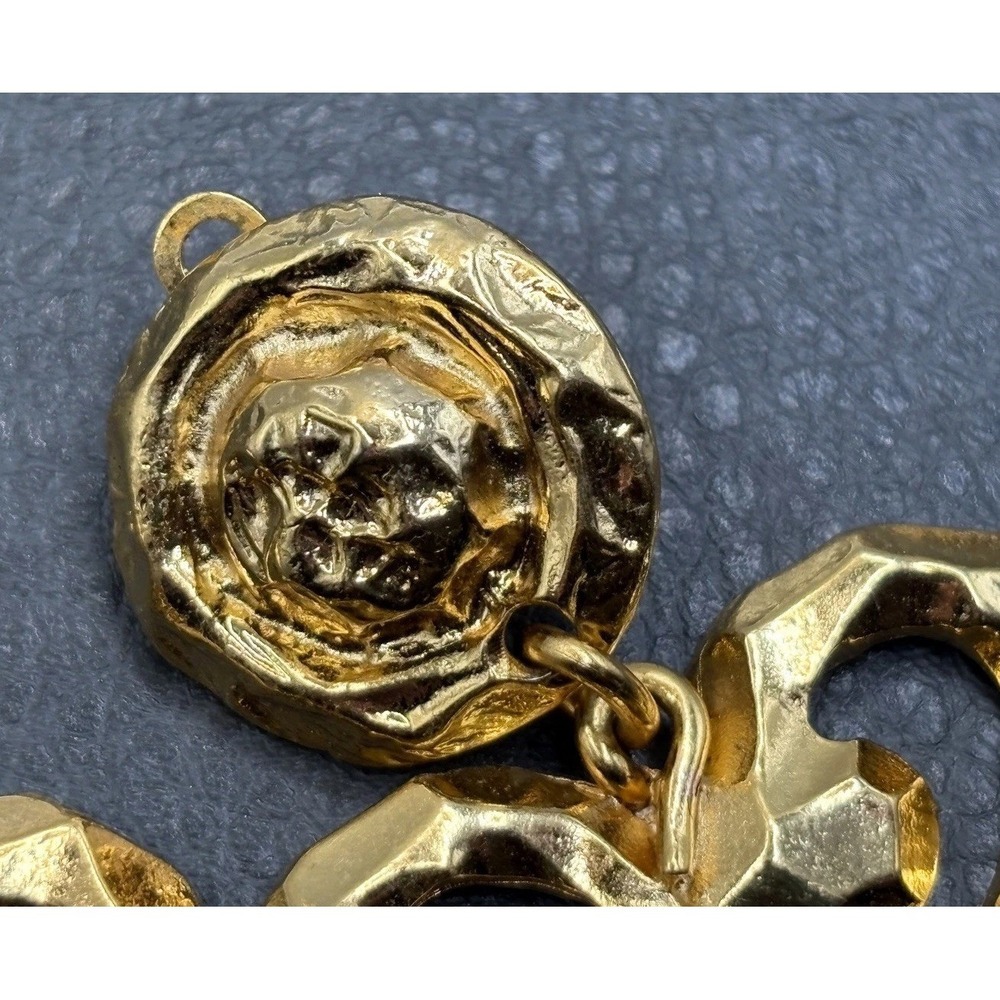 Vintage Made In France 80s Hammered Massive Heart Dangle Clip Earrings Runway - Picture 13 of 16